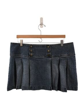 Y2K Vintage Denim Pleated Mini Skirt 12